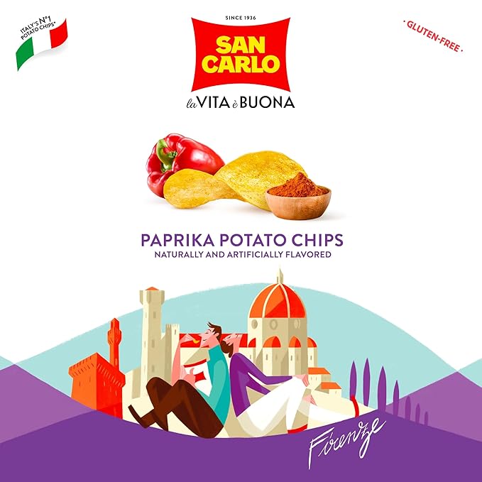 San Carlo Multi Pack 5X Paprika n°1 Italian Potato Chips - 150gr - for Snacking Bliss