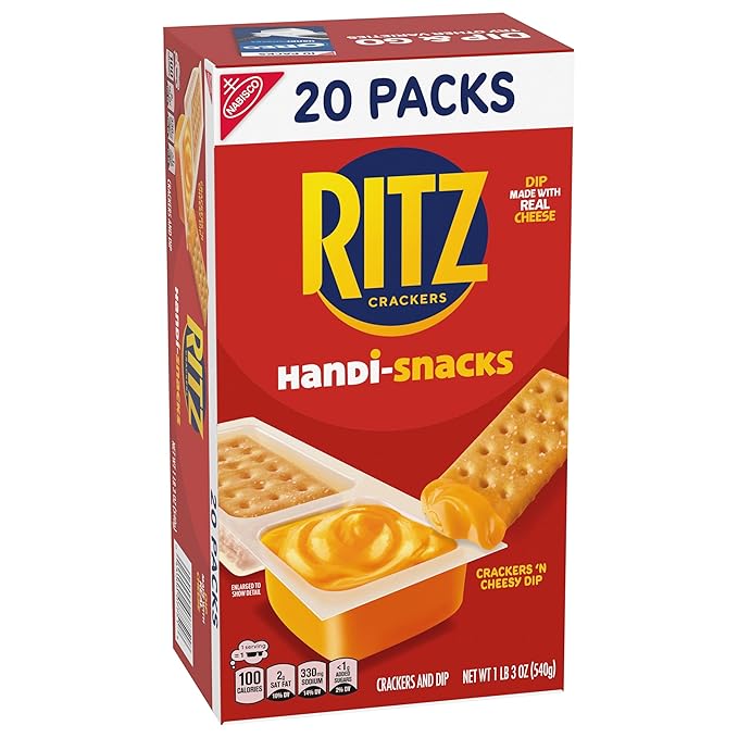 Handi-Snacks RITZ Crackers 'N Cheesy Dip Snack Packs, School Snacks, 20 Snack Packs