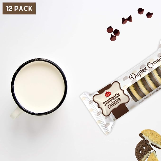 Carley's Sandwich Cookies, Duplex Chocolate & Vanilla Creme, Perfect Lunch Box or On-the-Go Snacks, Dessert Sweets, Snack Food Gifts, Kosher, Sweet Treats, Nut-Free, 3.5 Oz Snack Packs, Pack of 12