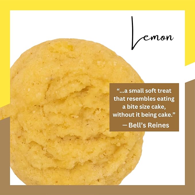 Bell's Reines Lemon Cookies, Soft Gourmet Small Batch, Healthy Snacks, Bakery Fresh Single Snack Packs, 6-Pack