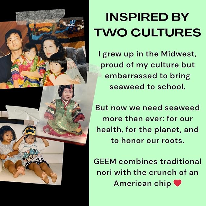 GEEM Seaweed Snacks – Korean Seaweed Chips with Rice Crisps & Sesame | Crunchy, Oil-Free Snack | Vegan, Non-GMO | Great for Kids & Adults | Spicy 4-Pack