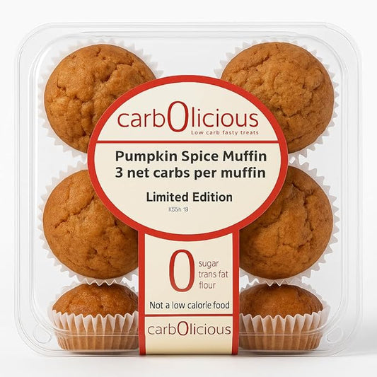 Carbolicious Low-Carb Pumkin Spice Muffins (6 Pieces) Keto Friendly Limited Holiday Edition