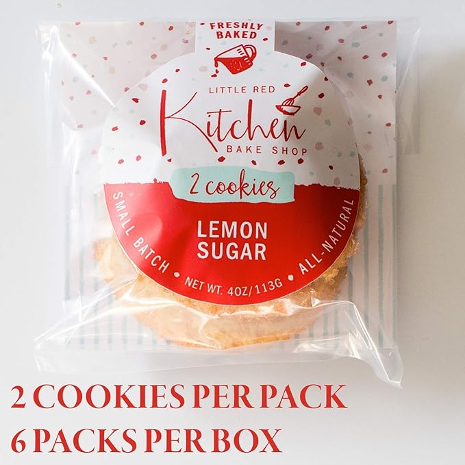 Fresh Baked Lemon Sugar Cookies - 1 dozen - Gourmet Gift Box – Gifts For Men & Women – Soft Cookies - Little Red Kitchen Bake Shop