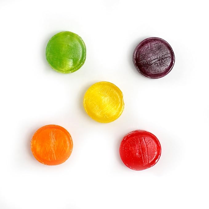 Assorted Fruit Hard Candy, 1 Pound Bulk Candy (Approx. 75 pcs.), Individually Wrapped Hard Candy, Fruit Discs Candy, The Hampton Popcorn & Candy Company