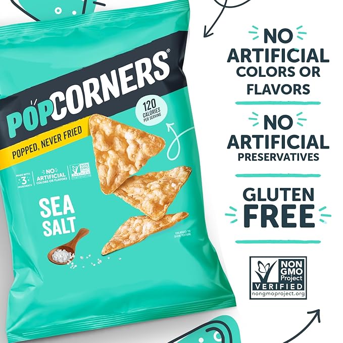PopCorners Popped Corn Snacks, Sea Salt, 1 Ounce (Contains 20 Packets) (Packaging May Vary), Gluten Free