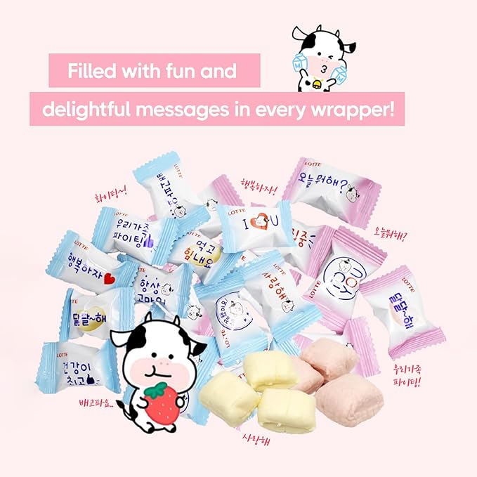 COELO MalangCow Strawberry Milk Chewy Candy 5.5oz (158g), Fresh Fruit Flavor Soft Candies, Korean Sweet Treats K-Food, Christmas Halloween Party Gummies, K-Snack Individual Wrapped On-The-Go
