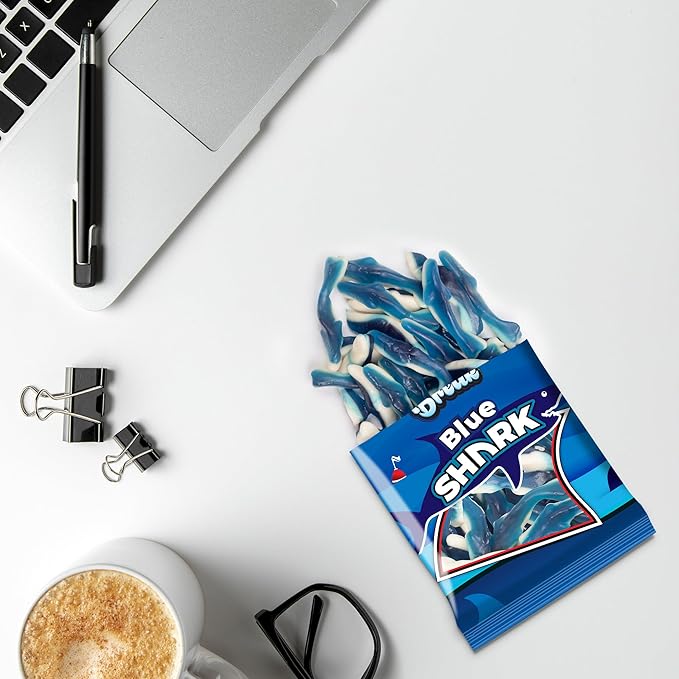 Candy Break Fruity & Sweet Blue Sharks, Fruit Flavored Chewy Candy Gummies, Bulk Gummy Candy Bag, Snacks for Kids & Grown Ups, 4 Oz Pack of 12