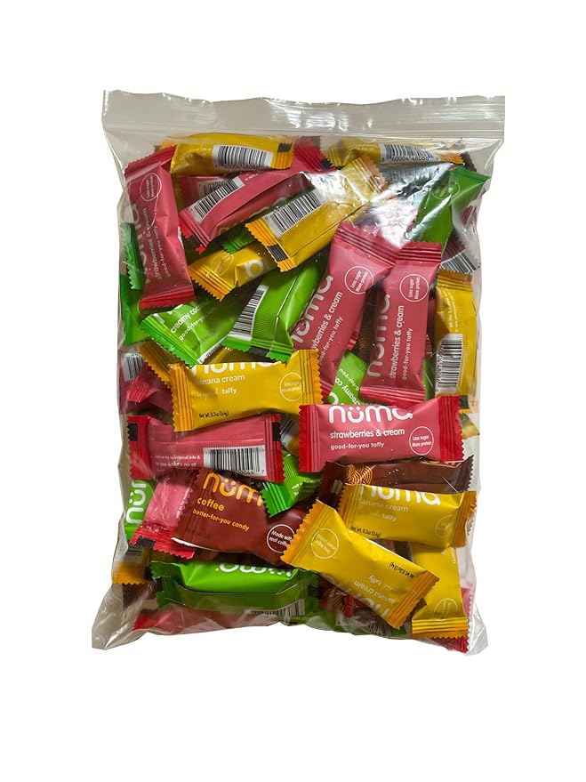 Numa Foods Assorted Nutritious Taffy Candy - 1.45 lb bulk, High Protein, Low sugar - 4 Flavor Chewy and Creamy Variety, All Natural, Individually Wrapped