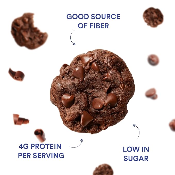 Joydays Double Chocolate Cookies, Low Sugar, Protein & Fiber Snack, 5g Fiber & 4g Protein Per Serving, Soft-Baked, Blood Sugar Friendly, Dietitian & Chef Crafted Healthy Snack, 3-Pack