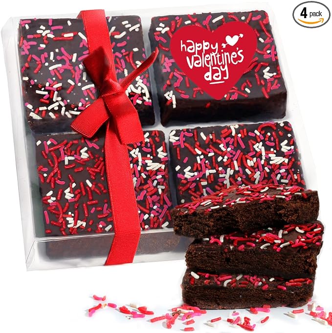 Valentines Day Gift Basket Chocolate Brownies Food Gift Individually Wrapped For Men Women Package | Nut Free Dairy Free | Kosher