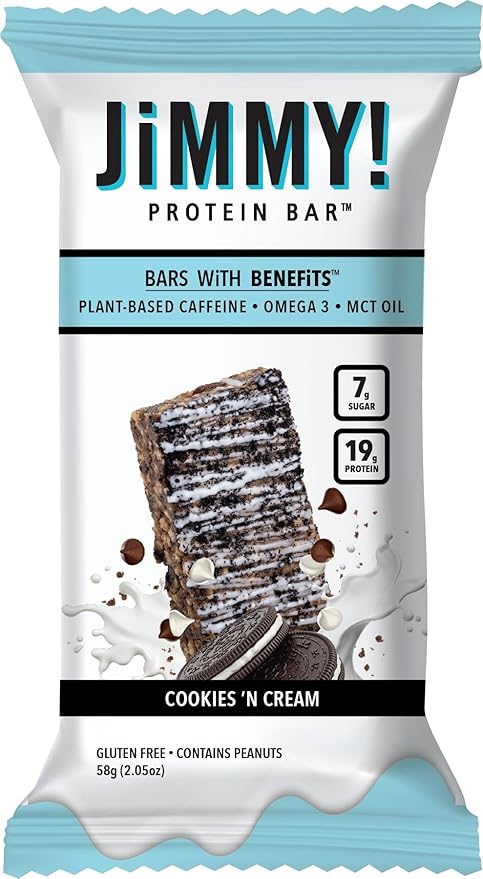 JiMMY! Bars with Benefits, Protein Bar, Cookies 'N Cream, 12 Bars, 2.05 oz (58 g) Each
