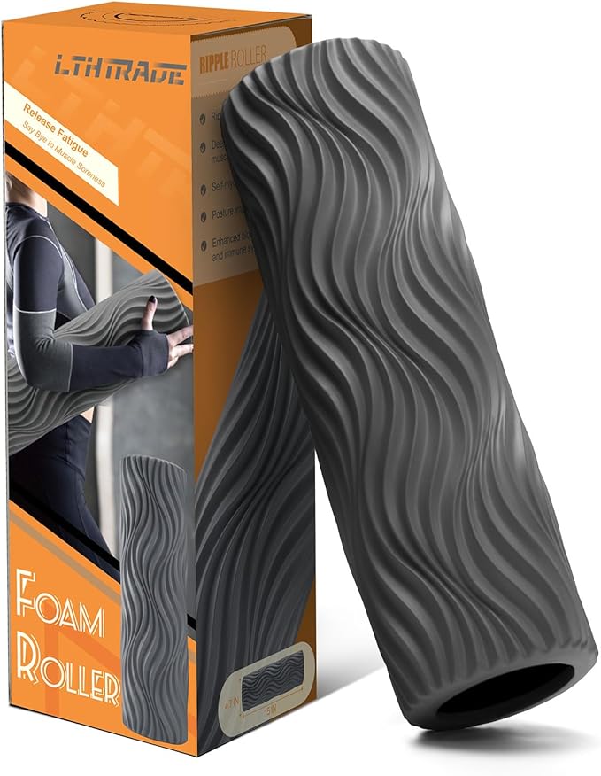 LTHTRADE Foam Roller, Deep Tissue Massage Muscle Roller Back Roller Foam with Wave Texture - Back Pain Relief & Physical Therapy, Fitness Foam Roller for Pilates, Yoga (Grey)