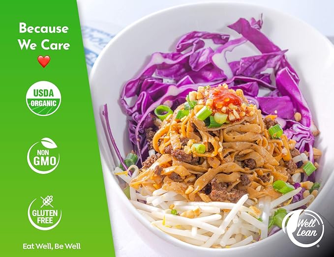 Well Lean Organic Variety Pack - Premium Shirataki Konjac Pasta - USDA Organic, 100% Plant Based, Keto Friendly, Zero Net Carb, Non-GMO, Ready to Eat, Low Calorie, Gluten Free, Vegan, Diet, 6 Pack