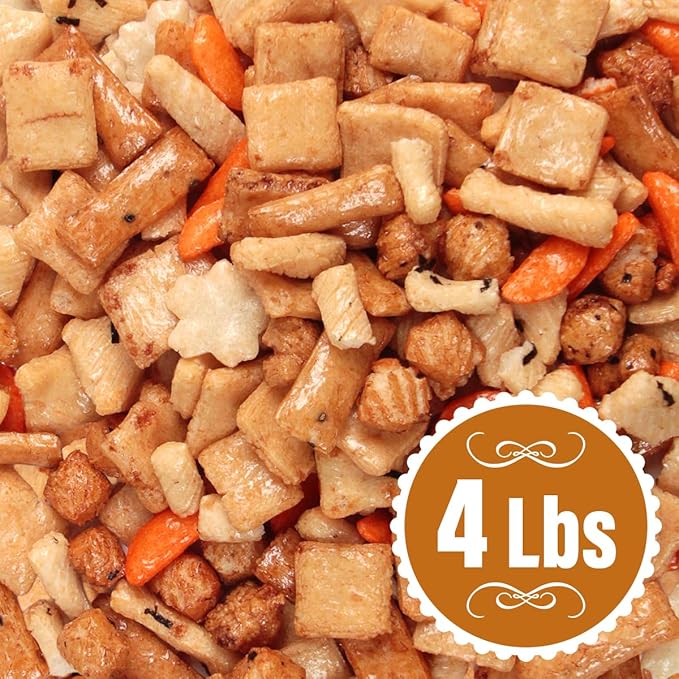 Rice Cracker Mix -4lbs Pack of Japanese Snacks Chips, Ideal for Parties, Family Gatherings or as a Quick Snack Option, Perfect for Those Who Enjoy a Wholesome Treat Anytime, Anywhere
