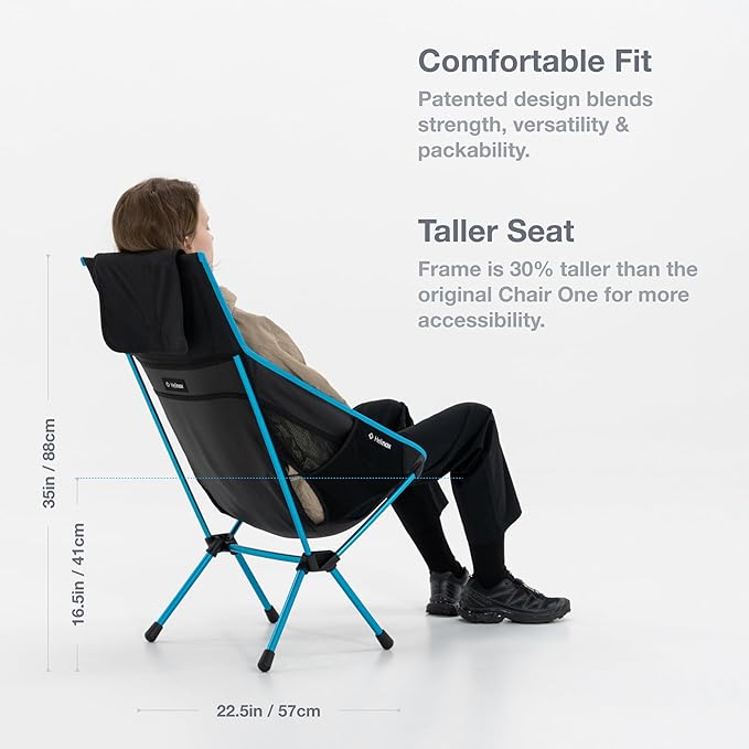 Helinox Chair One Highback (re) High-Performance Camping Chair,2.6lbs, Camping Chairs High Back, Packable, Portable Chair for Backpacking, Camping, Hiking, Travel, Black