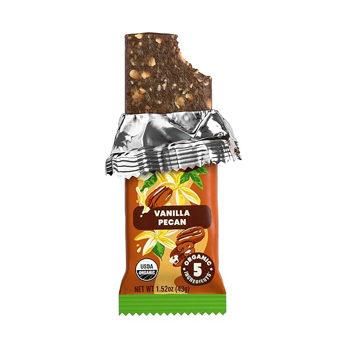 Bearded Brothers Organic Vegan Protein Energy Bars - Gluten Free, Paleo, Fiber, Whole 30 | Non GMO, Soy Free, Low Snacks | 12 Pack Vanilla Pecan