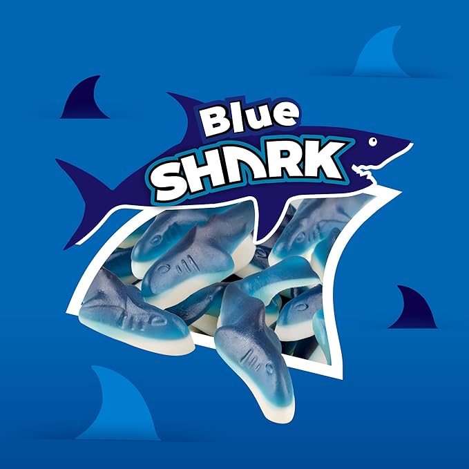Candy Break Fruity & Sweet Blue Sharks, Fruit Flavored Chewy Candy Gummies, Bulk Gummy Candy Bag, Snacks for Kids & Grown Ups, 4 Oz Pack of 12