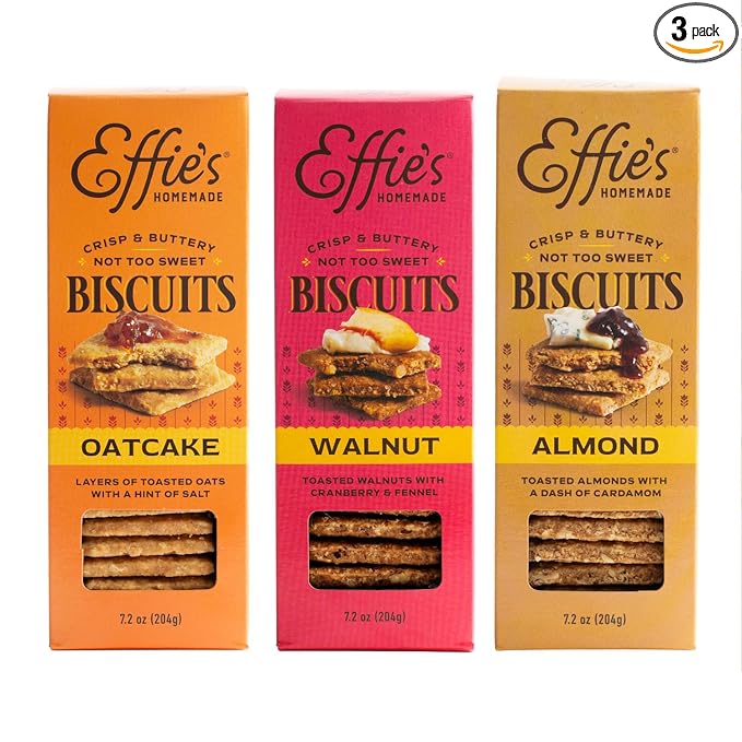 Effie's Homemade Biscuits - Variety Pack - Oatcakes, Walnut, Almond - 3 Pack