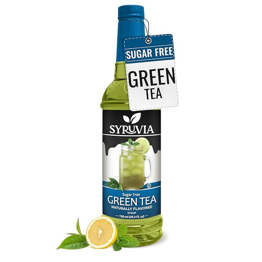 Syruvia Sugar Free Green Tea Flavored Syrup for Drinks, Cocktails, Lemonades, Iced Teas and Desserts – 25.4 fl oz