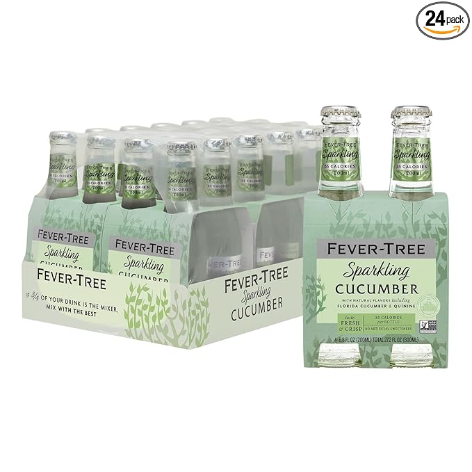 Fever-Tree Sparkling Cucumber – Premium Low Calorie Mixer for Cocktails and Mocktails, 6.8 fl oz Bottles, Pack of 24 – Naturally Sourced, Non-GMO