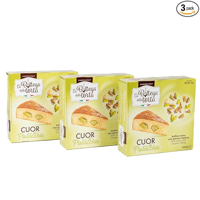 Chocolitaly Italian Cake – Pistachio Filling | 1 lb Each | Pack of 3 | Soft & Moist Traditional Italian Sponge Dessert | Made in Italy | Shelf-Stable & Ready to Serve