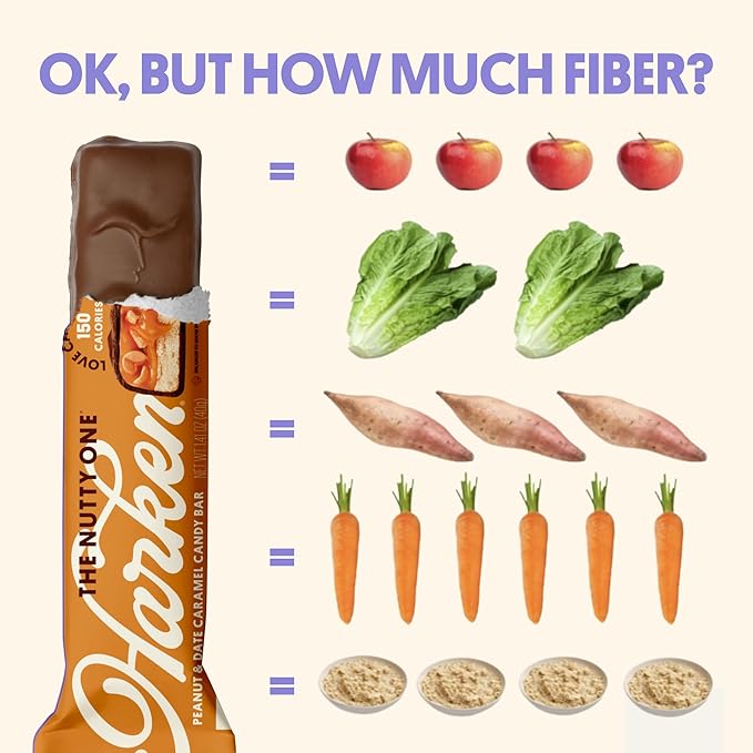 Harken Sweets The Nutty One, Oat Milk Chocolate Candy Bars with Peanuts and Date Caramel, Sweetened with Dates and No Sugar Added, High Fiber Snack, Gluten-Free, Plant-Based, 12 Bars