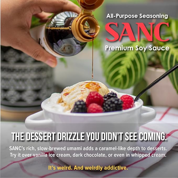 SANC All Purpose Korean Soy Sauce, 12.2 Fl Oz (Pack of 1) – Less-Sodium Salt Substitute, NON-GMO Bean, No Artificial Additives, Naturally Brewed Soy Sauce with Music Fermentation