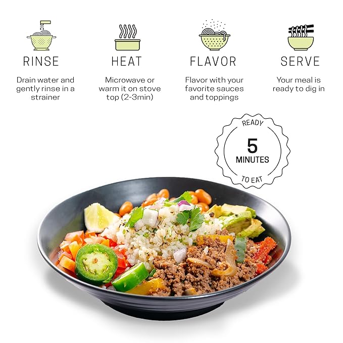 Well Lean USDA Organic Konjac Shirataki Rice - Low Carb, Keto Rice, 6 Pack (12 Servings) - Ideal for Keto, Paleo, and Low Carb Diets - Ready to Eat, Low Carb 2gm, Low 5 Cal