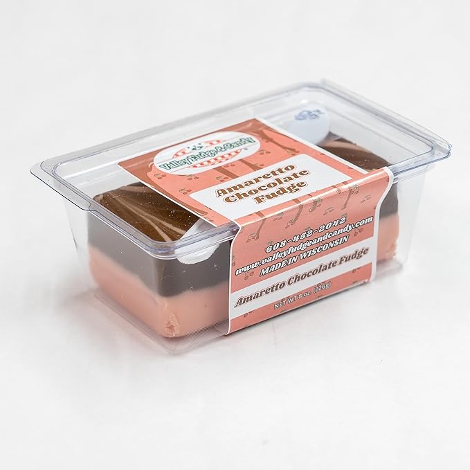 Valley Fudge, Amaretto Chocolate, Fresh Artisan Fudge, Real Butter, Gourmet Candy, Half Pound Package