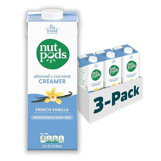 nutpods unsweetened French Vanilla Dairy-Free Coffee Creamer - 32oz 3-Pack
