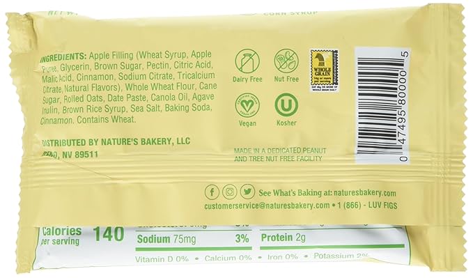 Nature's Bakery Oatmeal Crumble Bars, Apple, Real Fruit, Vegan, Non-GMO, Breakfast Bar, 1 Box With 12 Twin Packs (12 Twin Packs) (Pack of 2)