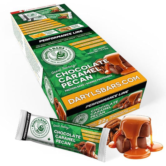 Daryl's Bars, Chocolate Caramel Pecan On the Go Whey Protein Bars, Gluten Free, Low Sugar, 22gr of Protein Snack, Meal Replacement, Pack of 1