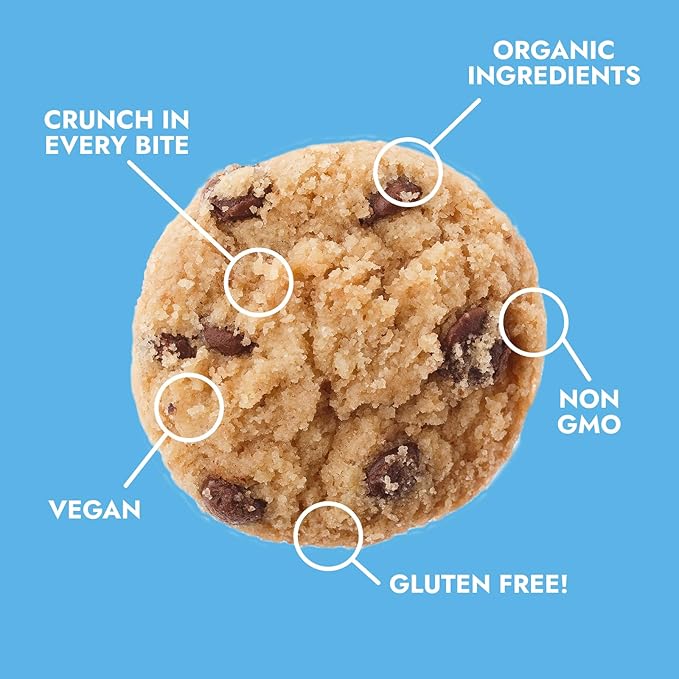 Bakeology Gluten Free Cookies - Chocolate Chip Crunchy Mini Vegan Cookie Bites - Gluten Free Dairy Free Snacks - Enjoy Plant Based Dessert Sweets - Made with Coconut Oil and Pure Ingredients