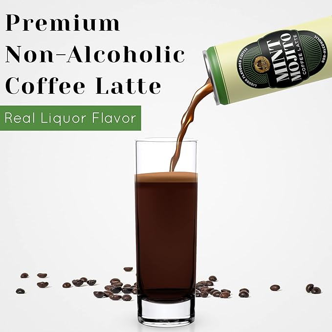 Golden Nest Liquor-Flavored Coffee Latte | Ready to Drink Liquor-Inspired Non-Alcoholic Creamy Beverage | All Natural No Preservatives | 8 Fl Oz Can (Mint Mojito, 8 Fl Oz (Pack of 6))