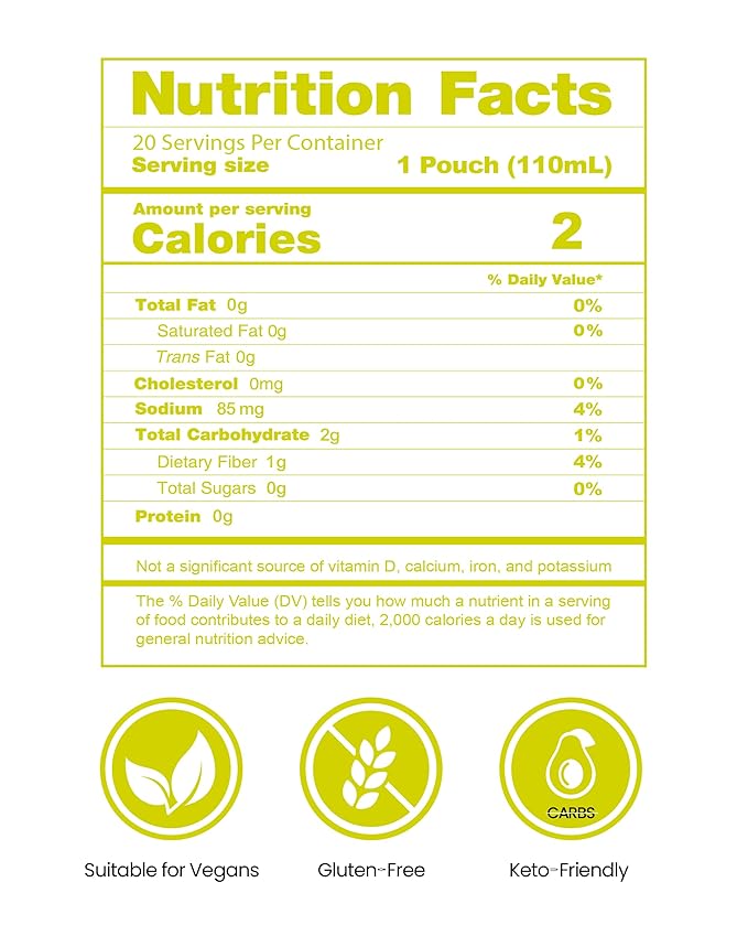 Jadamsun Konjac Jelly Juice (Lime, 20 pcs) - Delicious Low-Calorie Healthy Korean Snack, Drinkable Fruit Snack, Sugar-Free, Vegan, Gluten-Free