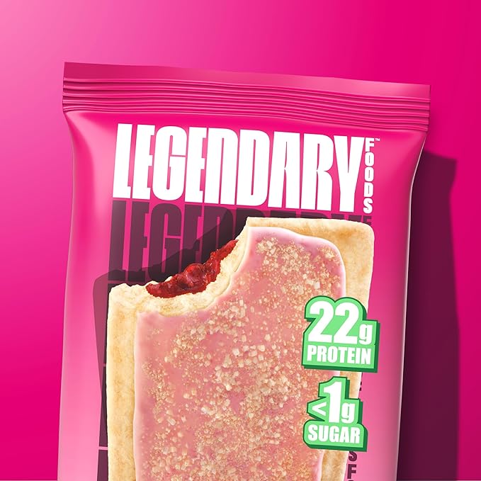 Legendary Foods 22g Protein Pastry 0g Added Sugar, Low Carb, Gluten Conscious, Keto Snack, Ideal for Glucose Management, Includes Whey Protein Isolate, 8 Pack Cherry Crumble