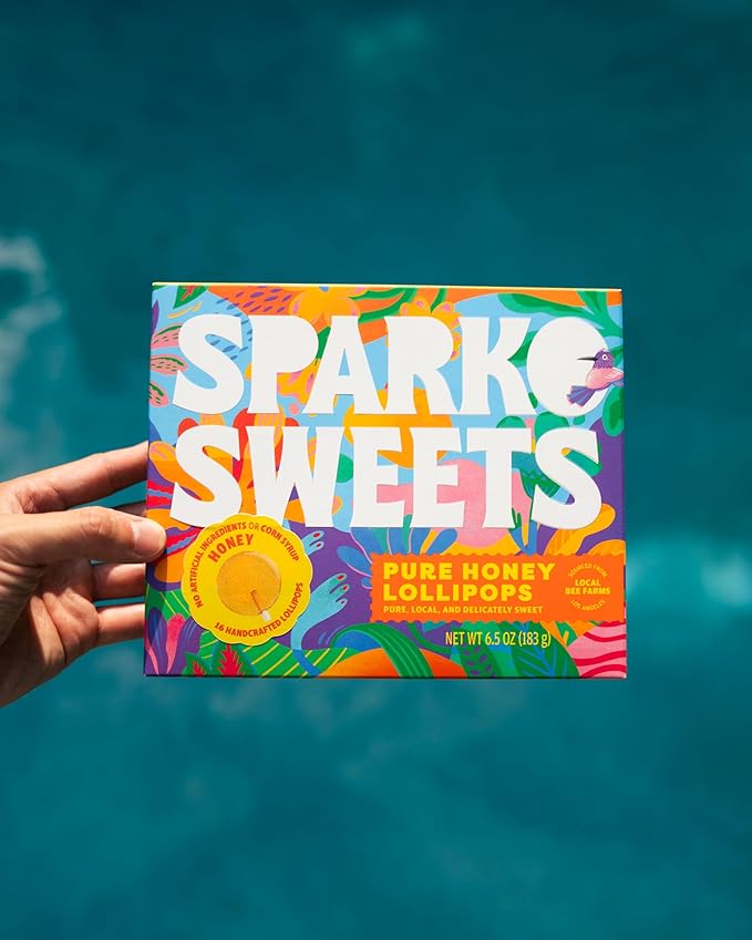 Sparko Sweets Natural Honey Round Lollipops, Made in USA from locally-sourced organic pure honey, No Artificial Ingredients, No Corn Syrup, 1.2-inches diameter, Gold, 40 Count