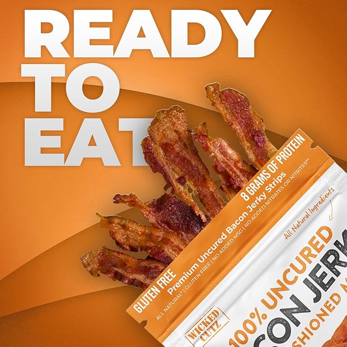 Bacon Jerky Variety Pack, 5 Flavors & Up to 24g Protein Per Bag, Fully Cooked, Tender & Easy to Chew Carnivore Snacks, USA Made High Protein Carnivore Snacks (5 Bags)
