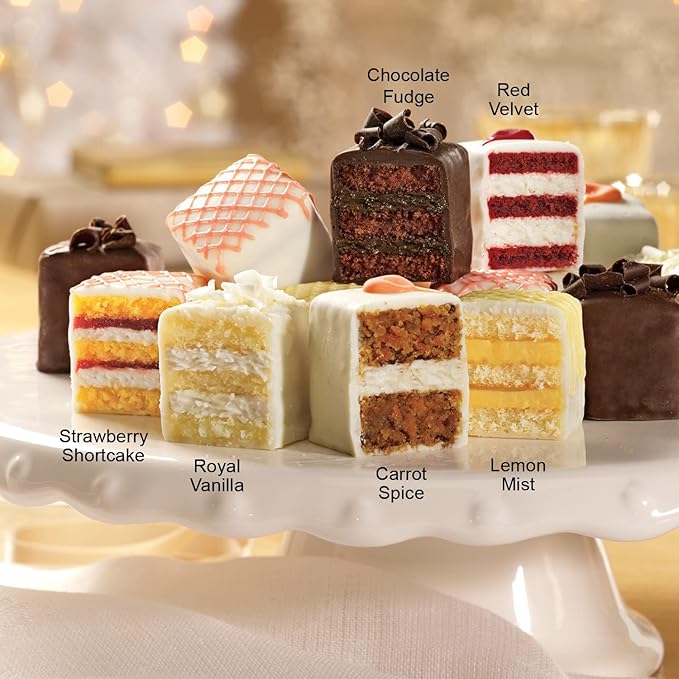 The Swiss Colony Incredible Petits Fours - Gift of 24; 10 3/4 oz. Net Wt.: Gourmet Cake Assortment, Chocolate & Petits Fours Layer Cakes, Delightful Dessert Treats
