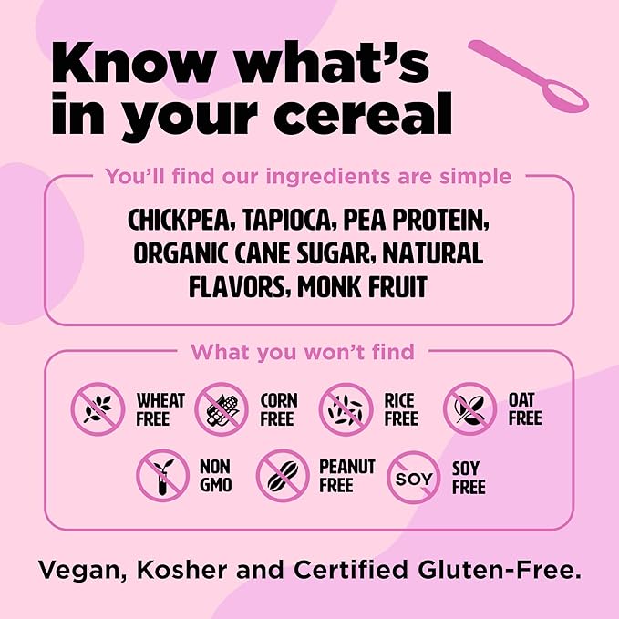 Three Wishes Grain-Free & Protein Cereal - Healthy, Low Sugar & Gluten-Free Breakfast Cereal - Low Carb, Plant-Based, Vegan & Non-GMO - Marshmallow, 6-Pack