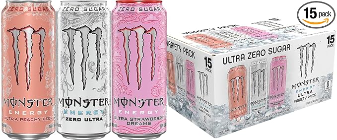 Monster Energy Ultra Variety Pack, PKZSD, Sugar Free Energy Drink, 16 Ounce | Pack of 15