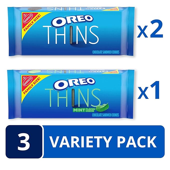 Oreo (ORMT9) Thins Flavored Creme and Thins Original Chocolate Sandwich Cookies Variety Pack, Oz Mint 39.3 Ounce