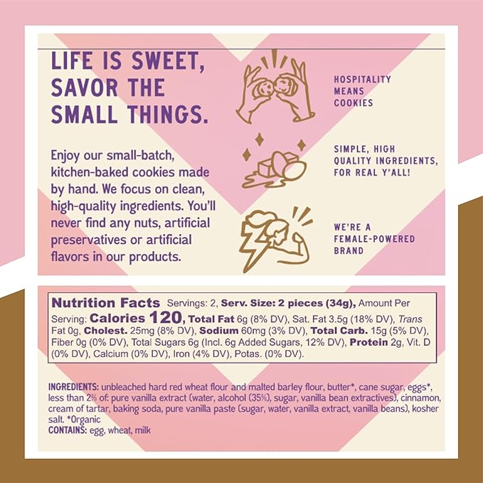 Bell's Reines Snickerdoodle Cookies, Soft Gourmet Small Batch, Healthy Snacks, Bakery Fresh 4 Cookie Snack Packs, 3-Pack