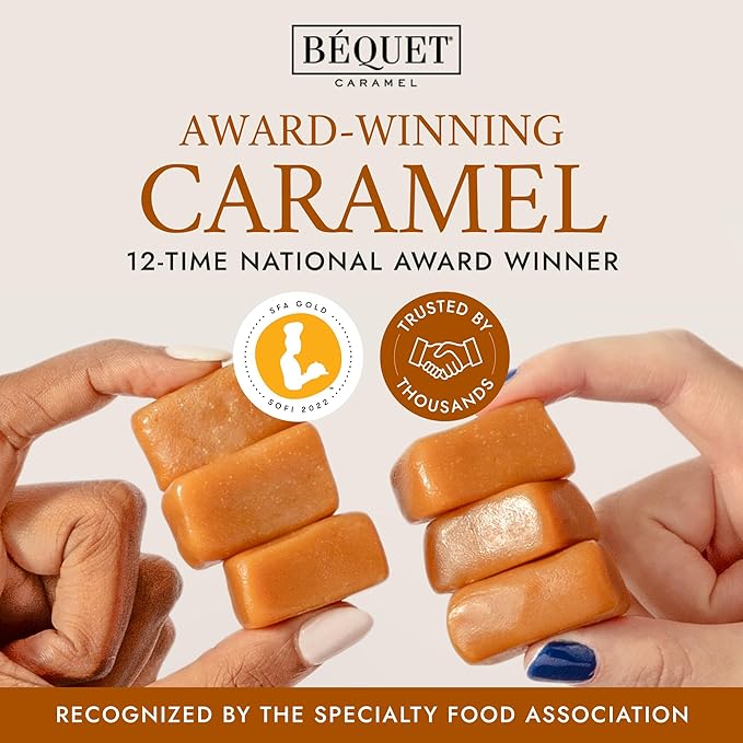 Béquet Celtic Sea Salt Caramels – Soft, Individually Wrapped Gourmet Caramel Candy, Gluten‑Free & Kosher – 24 oz Resealable Pouch