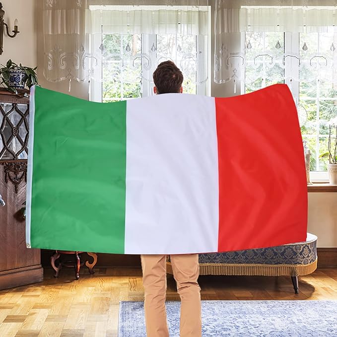 AhfuLife 2 Pcs Italy Flag 3x5 Ft, Large Italian National Flag for Outside - Double Side with Brass Eyelets for Olympic Party Decorations, Bar Garden Street Decoration Indoor Outdoor