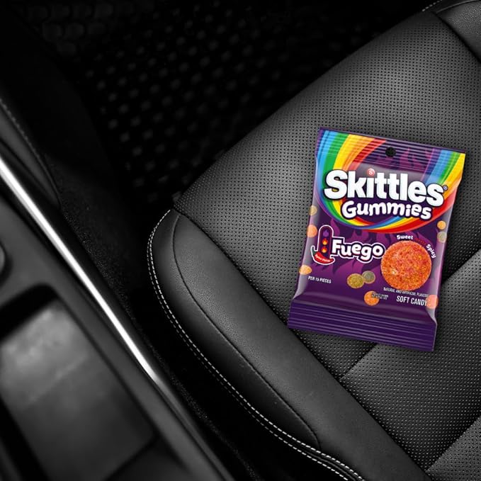 SKITTLES GUMMIES Fuego Sweet and Spicy Gummy Candy, 5.8 Oz Bag, 12 Pack