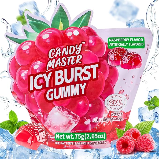 Candy Master Peelable Fruit Gummies Rassberry Flavors 3Pack, 6 Flavors Fun to Peel, Chewy Texture, Halal-Certified Holiday Gifts