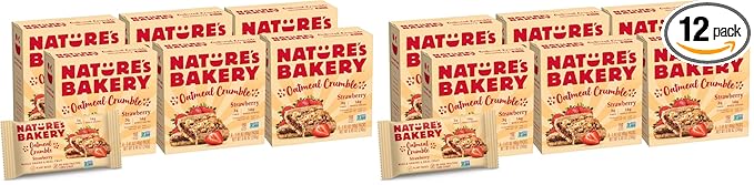 Nature's Bakery Oatmeal Crumble Bars, Strawberry, 6-6 Count Boxes (36 Bars), Vegan Snacks, Non-GMO (Pack of 2)