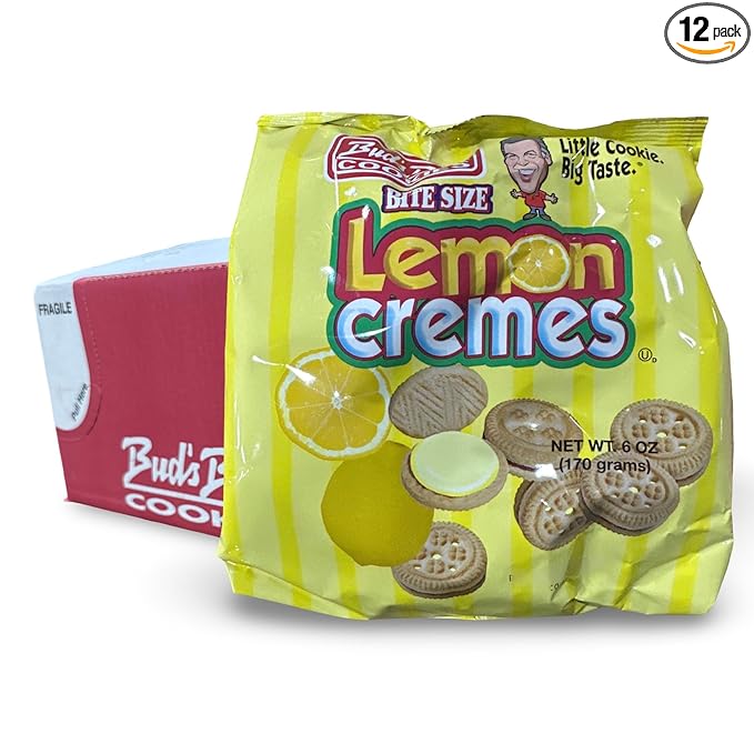 Bud's Best Mini Lemon Sandwich Cream Cookies, 6 Ounces, 12 Pack Case