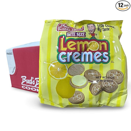 Bud's Best Mini Lemon Sandwich Cream Cookies, 6 Ounces, 12 Pack Case